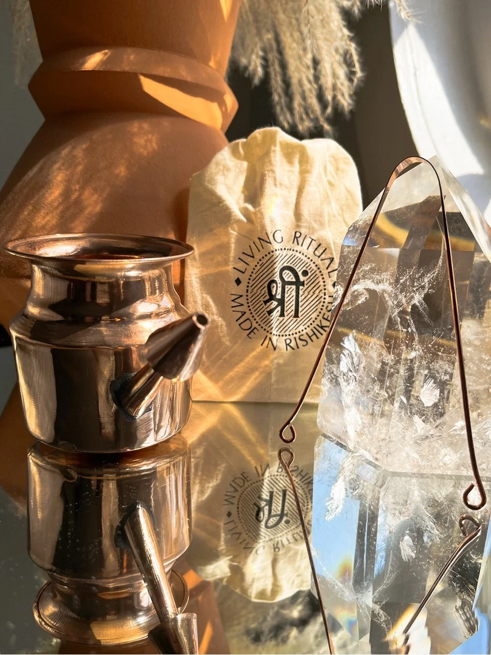 Copper Dinacharya Set · Neti Pot · Tongue Scraper · Jala Neti · Living Ritual